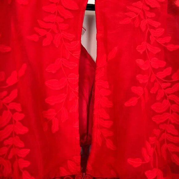 Selfie Leslie Red Mini Dress  Swiss Dot Ruffle Cutout Partywear Medium BNWT - Picture 6 of 8